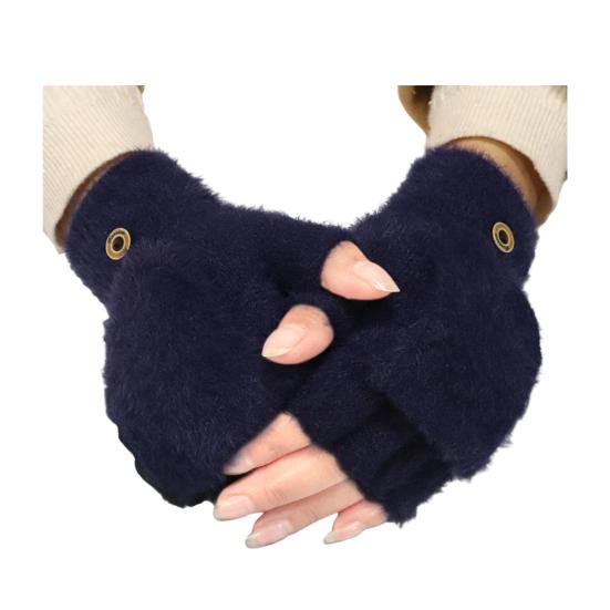 

1 пара женских митенок без пальцев, теплые толстые зимние трансформируемые перчатки-варежки с откидным верхом и плюшевой подкладкой, для улицы в холодную погоду