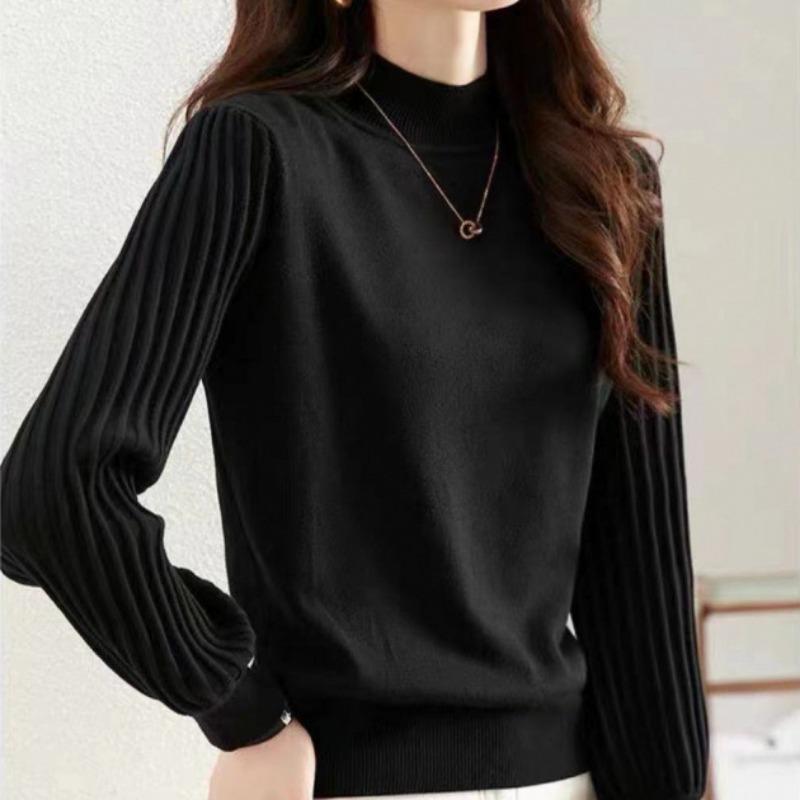 YYFS Women's Fashion Casual Solid Color Print Fall Winter Long Sleeve Half Turtleneck Sweaters