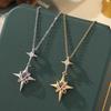 Simple Zircon Cross Star Titanium Steel Necklace For Women Elegant Versatile Collarbone Chain Jewelry