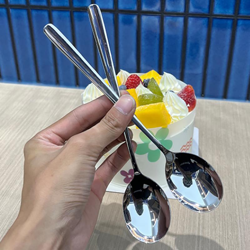 Stainless Steel Big Head Round Spoon Net Red Golden Dinner Long Handle Stirring