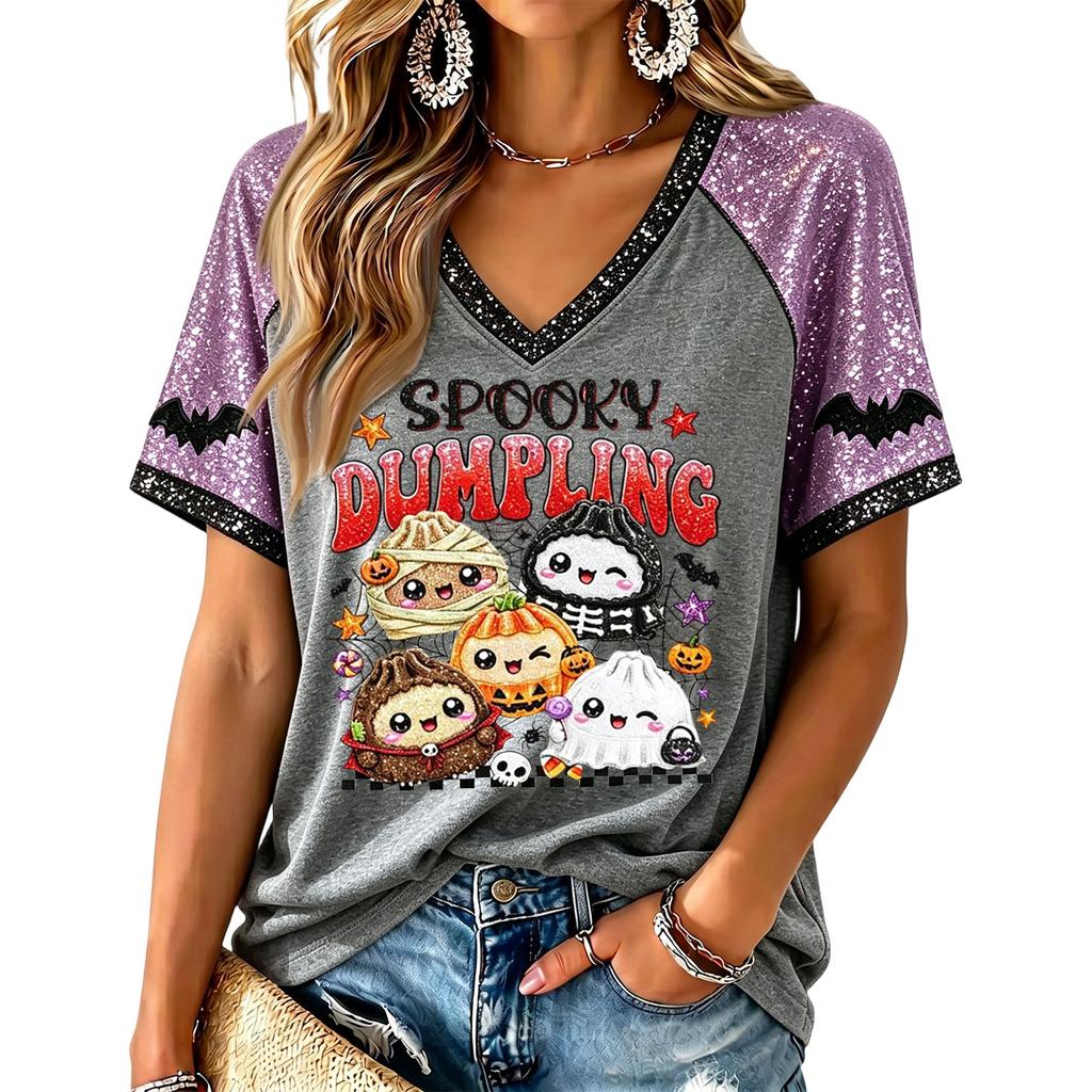 Women's Cute Halloween Printed Short Sleeve T-Shirt
