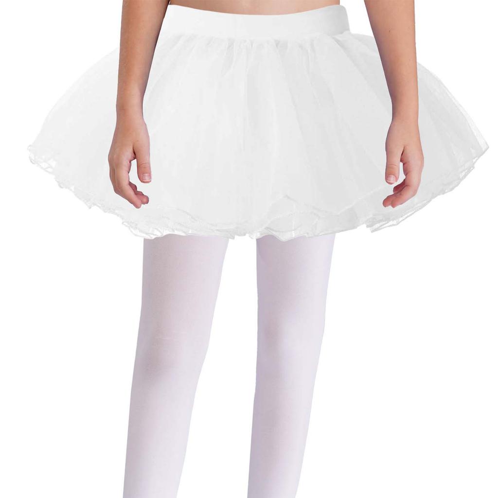 Mädchen Tutu Rock Vierlagiges Mesh-Design Elastischer Bund Einfarbig Tanzübungsrock