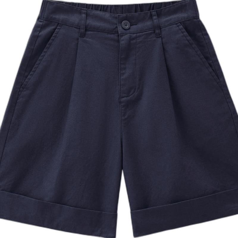 

Giordano Women s Cotton Linen Pleated Straight-Leg Shorts
