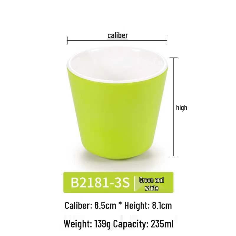 Dual-Color Melamine Tea Cup - Porcelain-Like Plastic Cup for Restaurants, Hot Pots, and Cafeterias