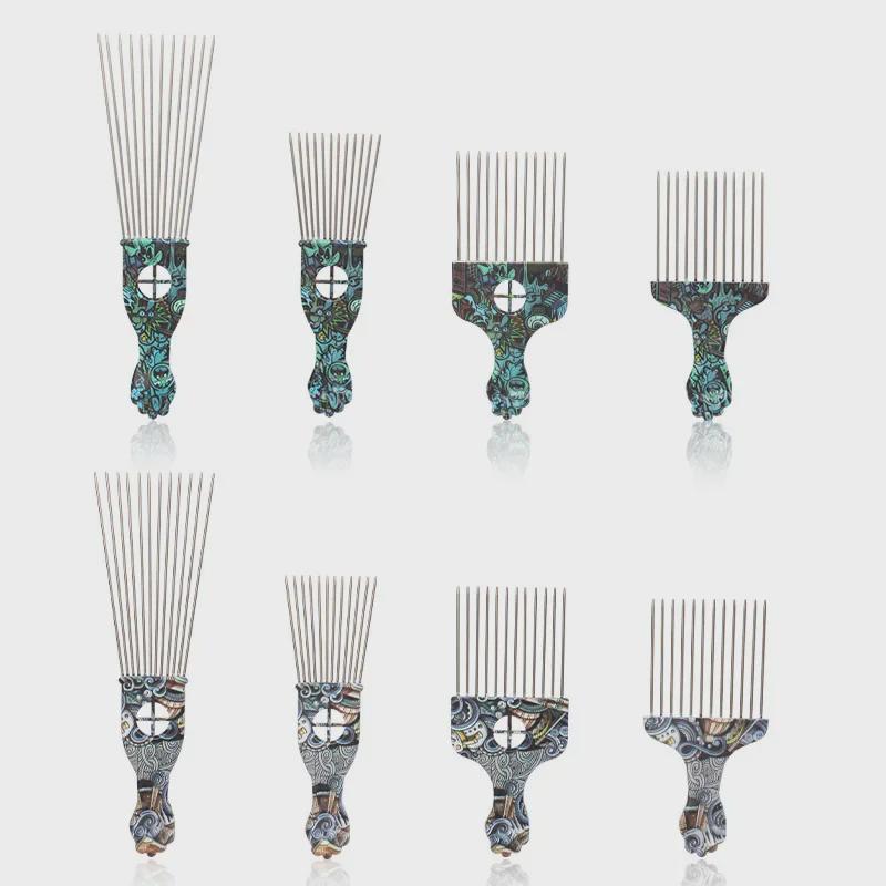 Graffiti Print Steel Needle Styling Comb with Pointed Tail