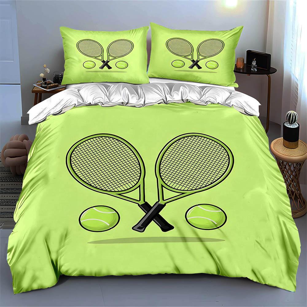 Tennis Racket Design Bedding Duvet Cover Sets Duvet Covers Pillowcases Gifts (1 * Duvet Cover 2 * Pillowcases, Without Duvet Insert)