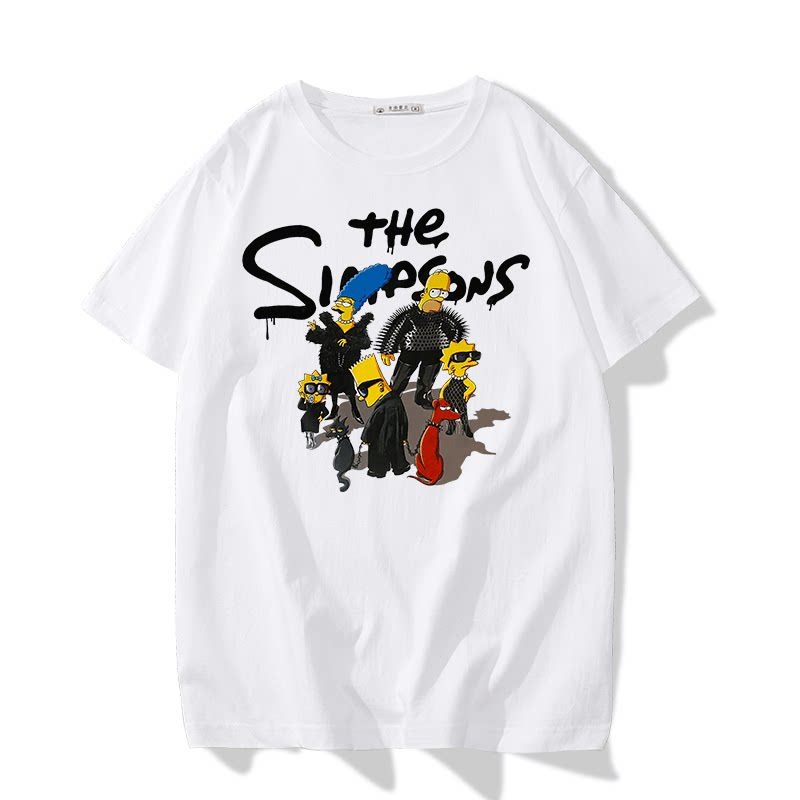 Fashion Disney Cartoon Simpson Oversized Tshirt Summer Blouses Ladies Unisex White Tees Tops Short Sleeve Blouses Women YK Tshirt