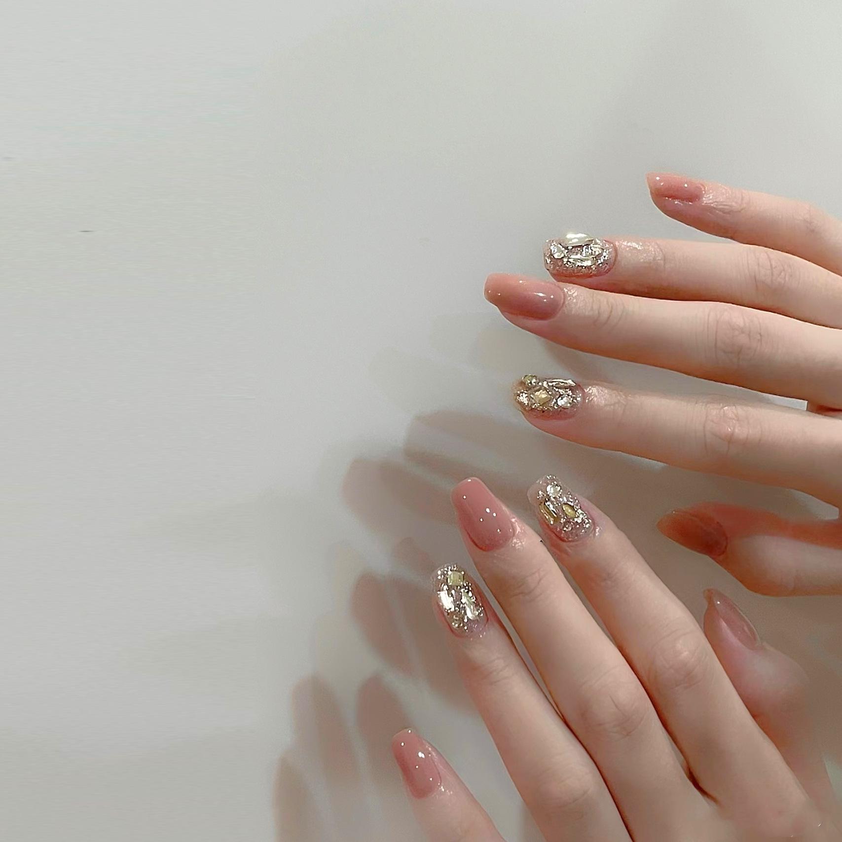 

Гель для маникюра с бриллиантовым блеском шампанского, съемные накладки для ногтей