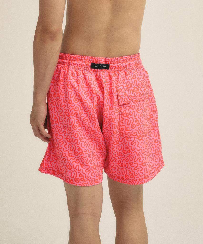 Billalei Doodle Wave Men'S Swim Shorts - Punch Pink