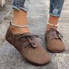 Große Damenschuhe Retro-Stil Flachsohlige Lässige Allround-Damen-Single-Schuhe Niedrig geschnittene Schnürung vorne Erbsenschuhe
