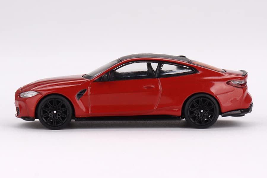 TrueScale Miniatures MINI GT Scale BMW M4 Competition Toronto Red Complete Model 1/64 (G82) Metallic, Left-Hand Drive,