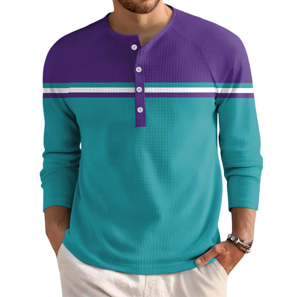 Men's Loose Casual Button Down Collar Long Sleeve Top