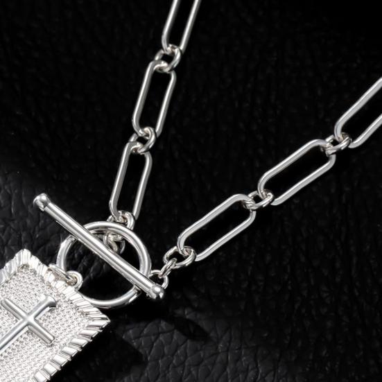 Women Cross Pendant Necklace 16" Paperclip Chain Trendy Dainty Charm Necklace for Women Fashion Religious Simple Jewelry Gift