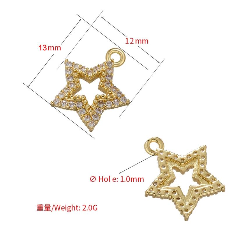 2pcs/lot, Gold Heart Crystal Pendant Star Charms for Handmade Earrings Necklace Jewelry Accessories VD1181