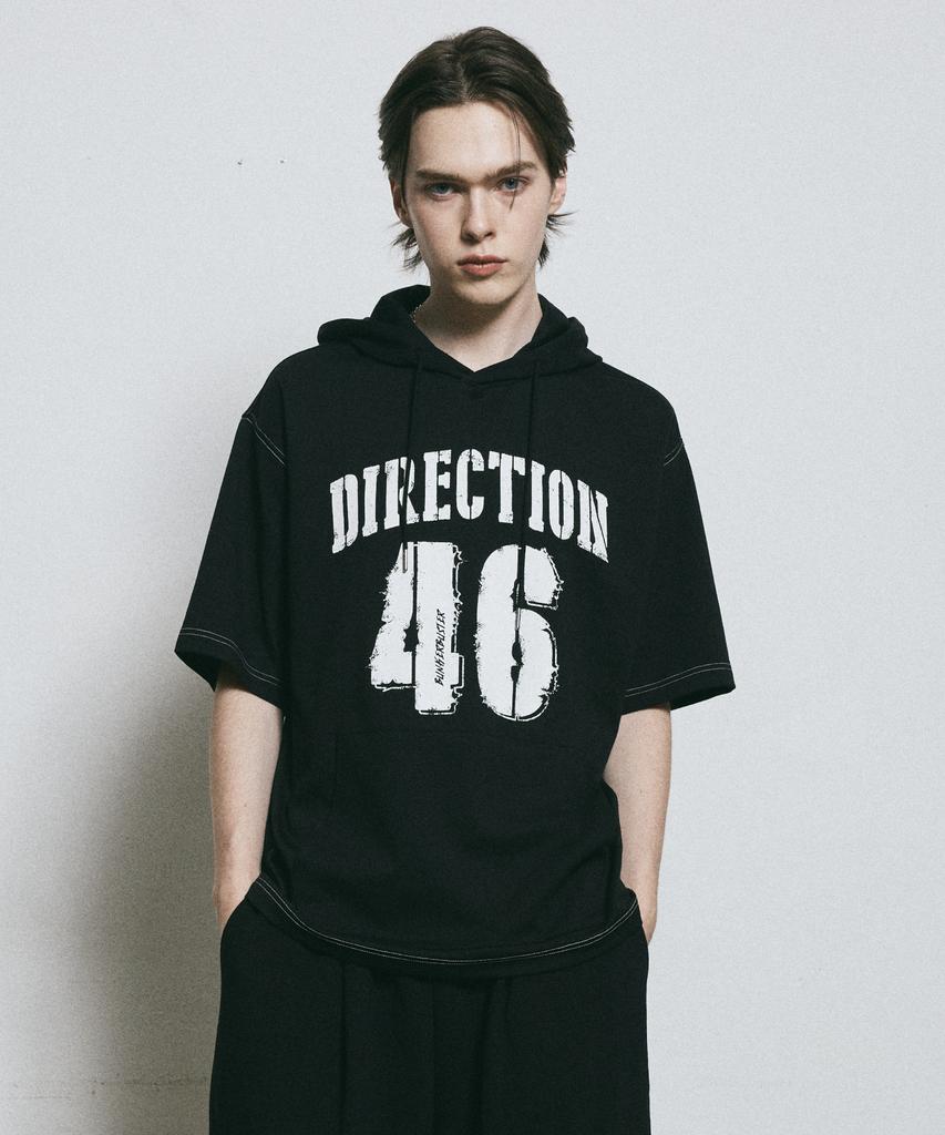 BUNKERBUSTER Contrast Stitch Lettering Hoodie Short Sleeve T-Shirt Mq7Tu424_Black