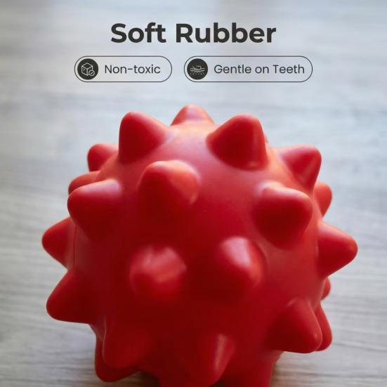 Pet Toys Elastic Bite-Resistant Rubber Dog Chew Toy with Built-In Sound Thorny Ball for Teeth Cleaning Interactive Tug-of-War Play for Dogs
