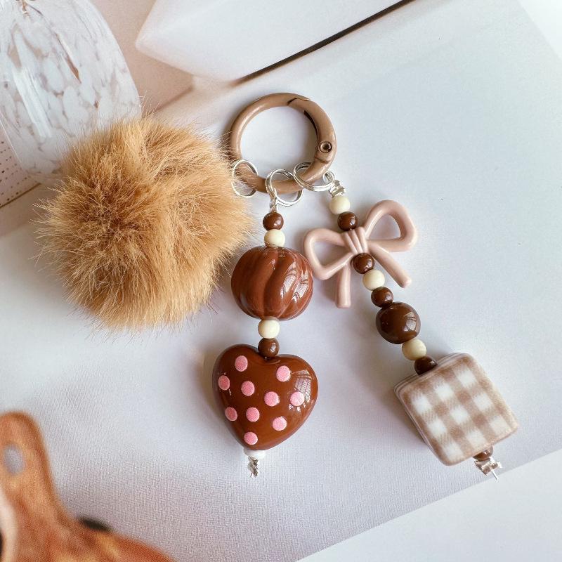 Pom-pom Beaded Phone Chain DIY Kit: Handmade Pendant Keychain Blind Box