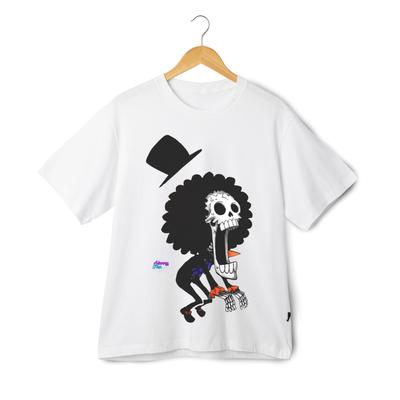 Maglietta One Piece Brook - Maglietta Anime Teschio Scheletro Afro Divertente Maglietta Pirata