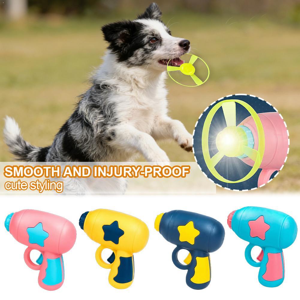 Funny Interactive Cat Toy Flying Propeller Disc Launcher Training Fetch Game For Kitten Mini Flying Saucer Pet Supplies,random Colors синий