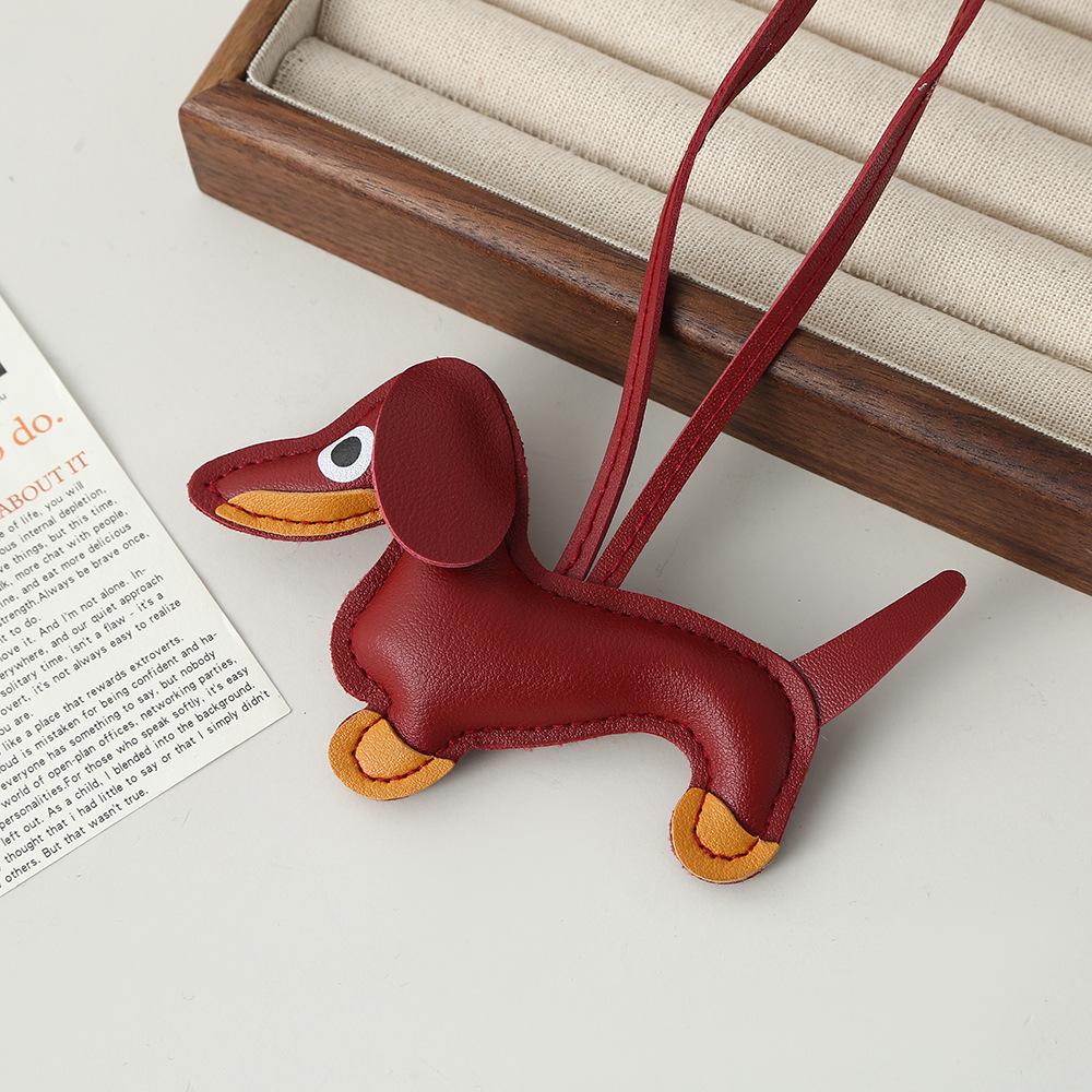 Dachshund Leather Pendant Korean Version DIY Cute Ins Puppy Bag Pendant Lanyard Couple Car Pendant Spot