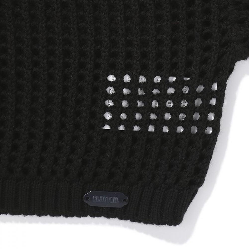 Bluetail Black Star Jacquard Mesh Crop Knit Aaa4sw01bk