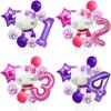 Cartoon Cat Pink Purple Rose Red Digital Bow Aluminum Film Balloon Baby Birthday Background Decoration Party