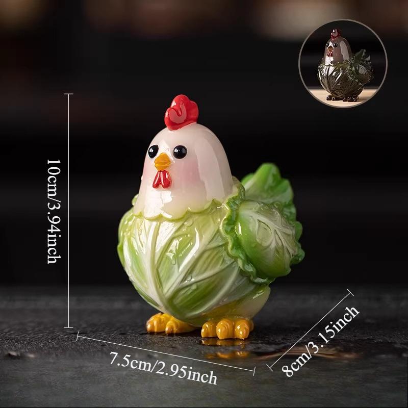 Color Changing Cabbage Chicken Tea Pet Cute Chicken Decoration Desktop Rooster Ornament Tea Playing Tea Ceremony Accessories