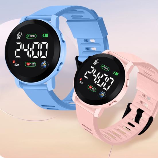Yousheng Student Watch LED Display Waterproof High Accuracy Long Battery Life Low Consumption Precise Time Casual Silicone Watchband Electronic Watch