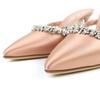 Excellent MANOLO BLAHNIK Mule VEDADAMU Crystal Jewel Trim Pointed Toe Satin 37.5 Used