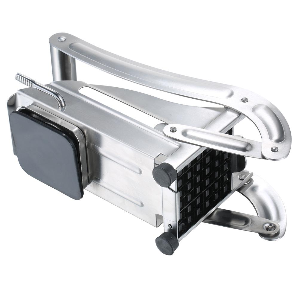 Stainless Steel French Fry Cutter Potato Strip-cutter Non-slip Suction Base with 2 Blades for Potatoes Carrots Cucumbers