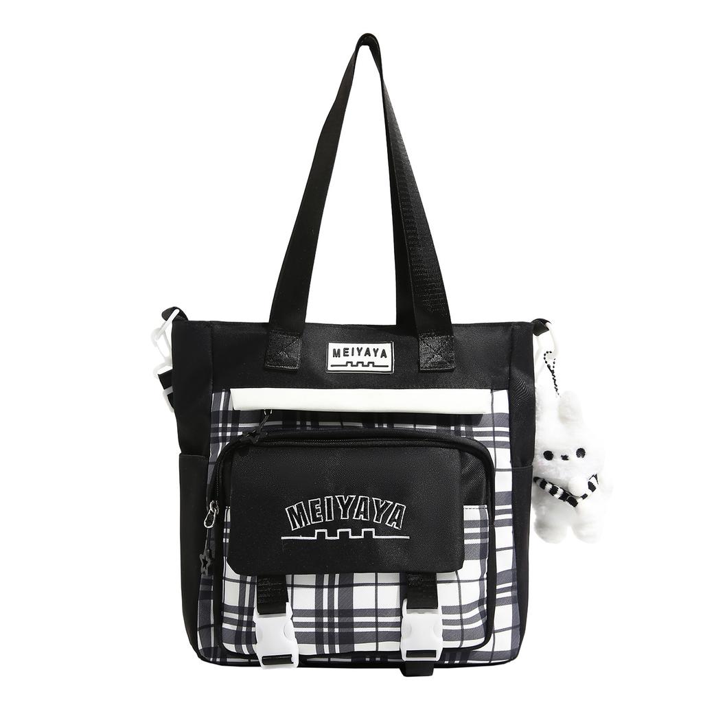 Schoolbag Junior High School Student Schoolbag Female Plaid Versatile High-value College Student Large-capacity High School Student Backpack Primary 