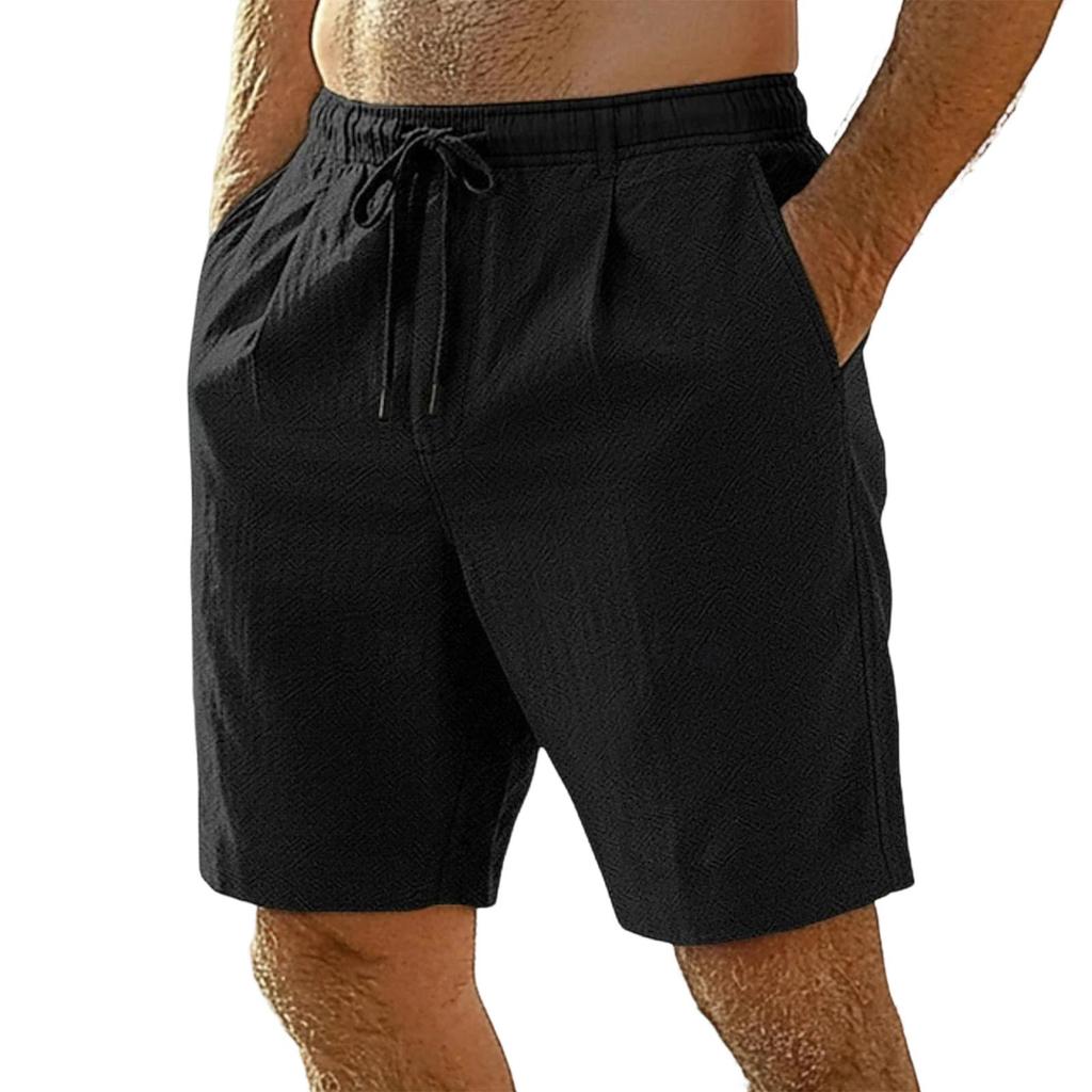 Men's Thin Flax Breathable Beach Sports Leisure Loose Five Points Short