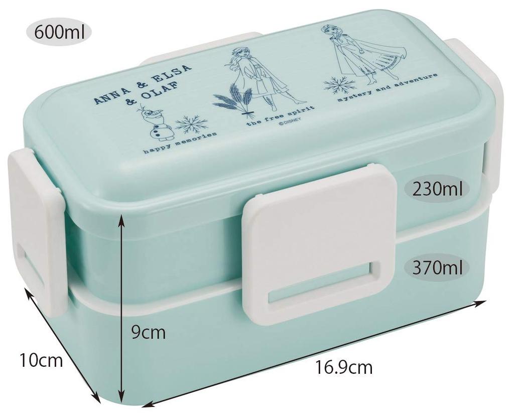 Skater Softly Serving Bento Frozen Made in PFLW4 Dome-Shaped Lid, Two-Tier Box, 600ml, 2, Disney, Japan,