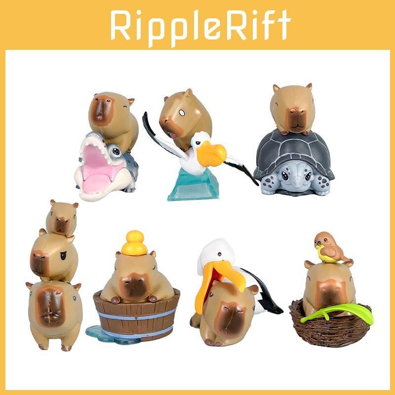 Capybara Crocodile With Turtle Pvc Action Figures Model Toy Doll Gift Decoration