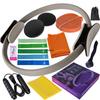 Fünfzehnteiliges Fitness-Set: Latex-Widerstandsbänder, Kühlhandtuch, Gleitscheiben, 3m Springseil, Pilates-Ring.