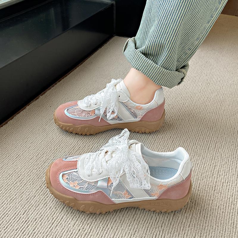 Fashion CRLAYDK Sneakers for Women Lace Patchwork Tennis Fashion Summer Shoes Mesh Breathable Casual Outdoor Walking Sports Trainers