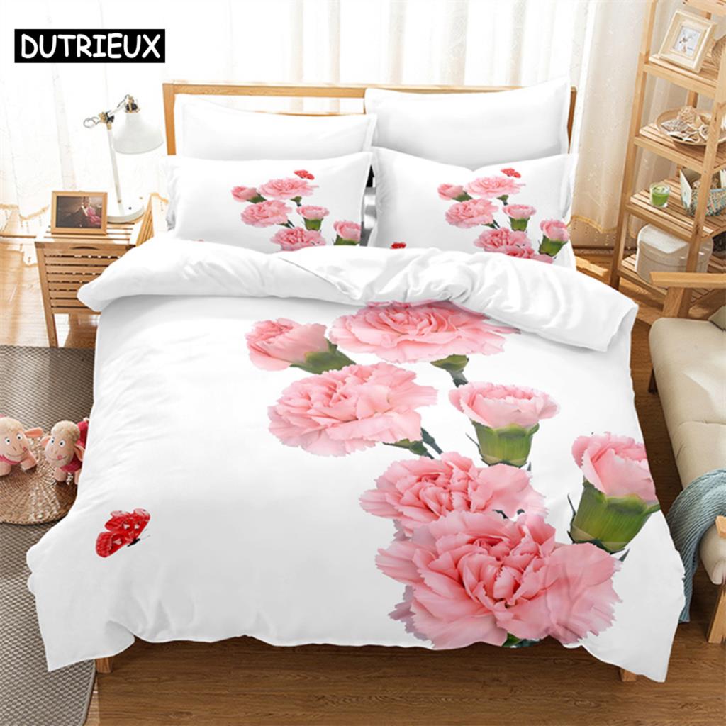 Comforter Pink Rose Queen Bedding Set Lovers Kids Bedding Digital Printing King Size Bedding Set