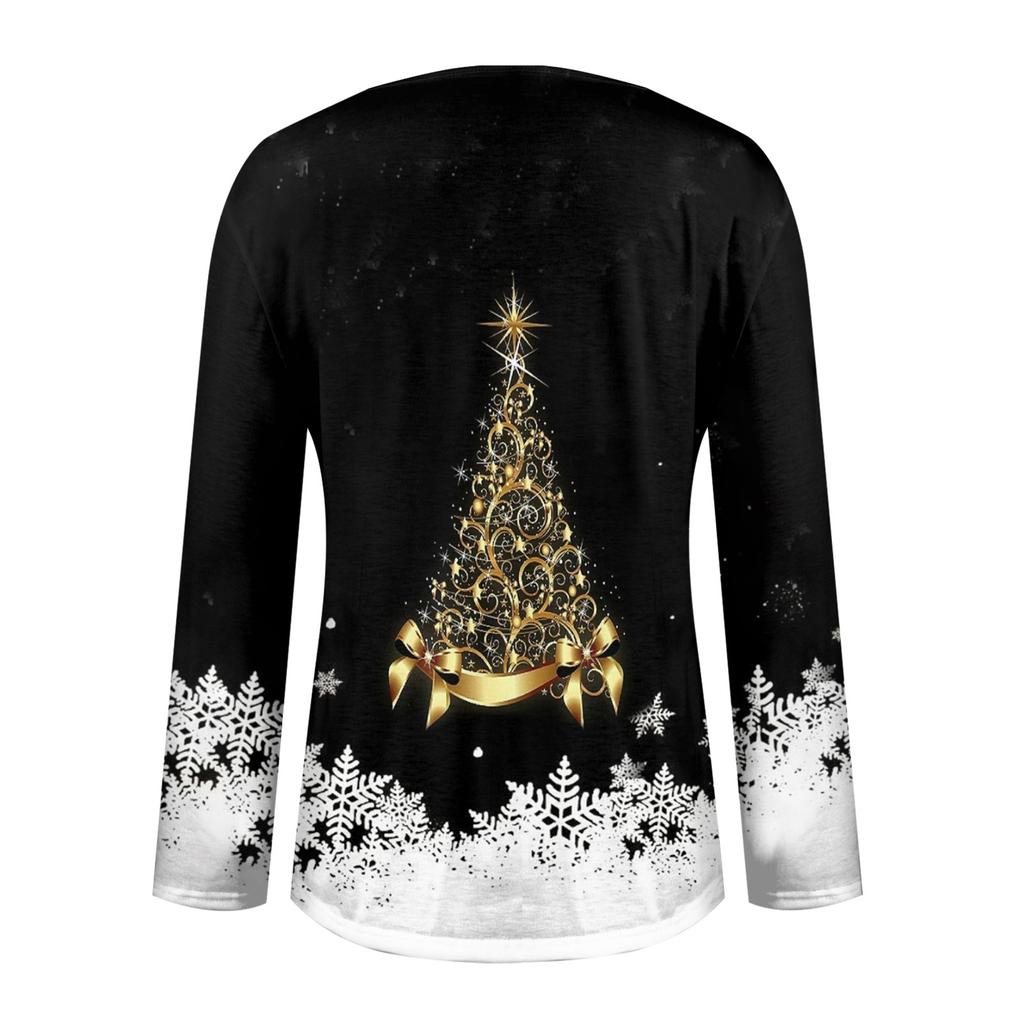 Long Sleeve Shirts For Women Christmas Print Graphic Tees Blouses Casual Plus Size Basic Tops Pullover