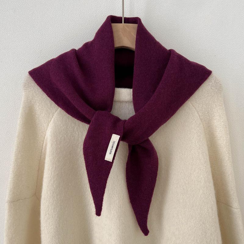 Premium Australian Wool and Cashmere Solid Color Women's Triangle Shawl-Scarf