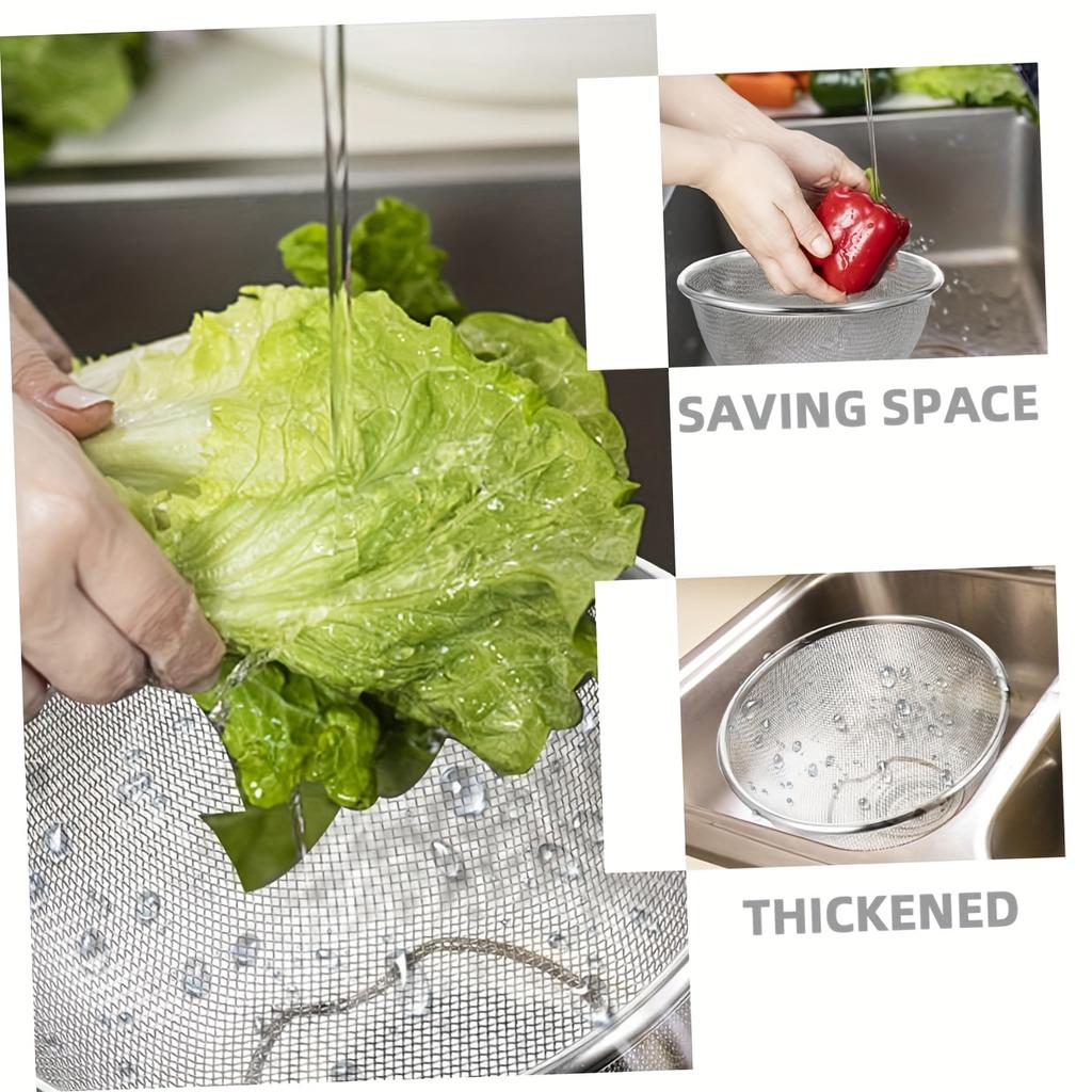 Stainless Steel Drain Basket For Washing Vegetables Fruit Rice Household Multi Use Mesh Sieve Kitchen Draining Basket Easy Clean