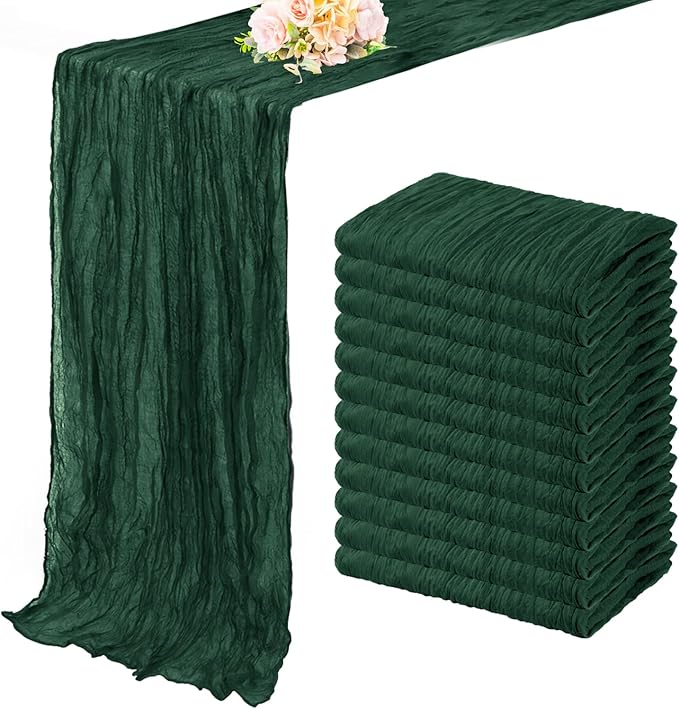 20Pcs Grey Blue Table Runner 40x275cm Gauze Table Runner for Wedding Reception Sheer Bridal Birthday Party Table Decoration