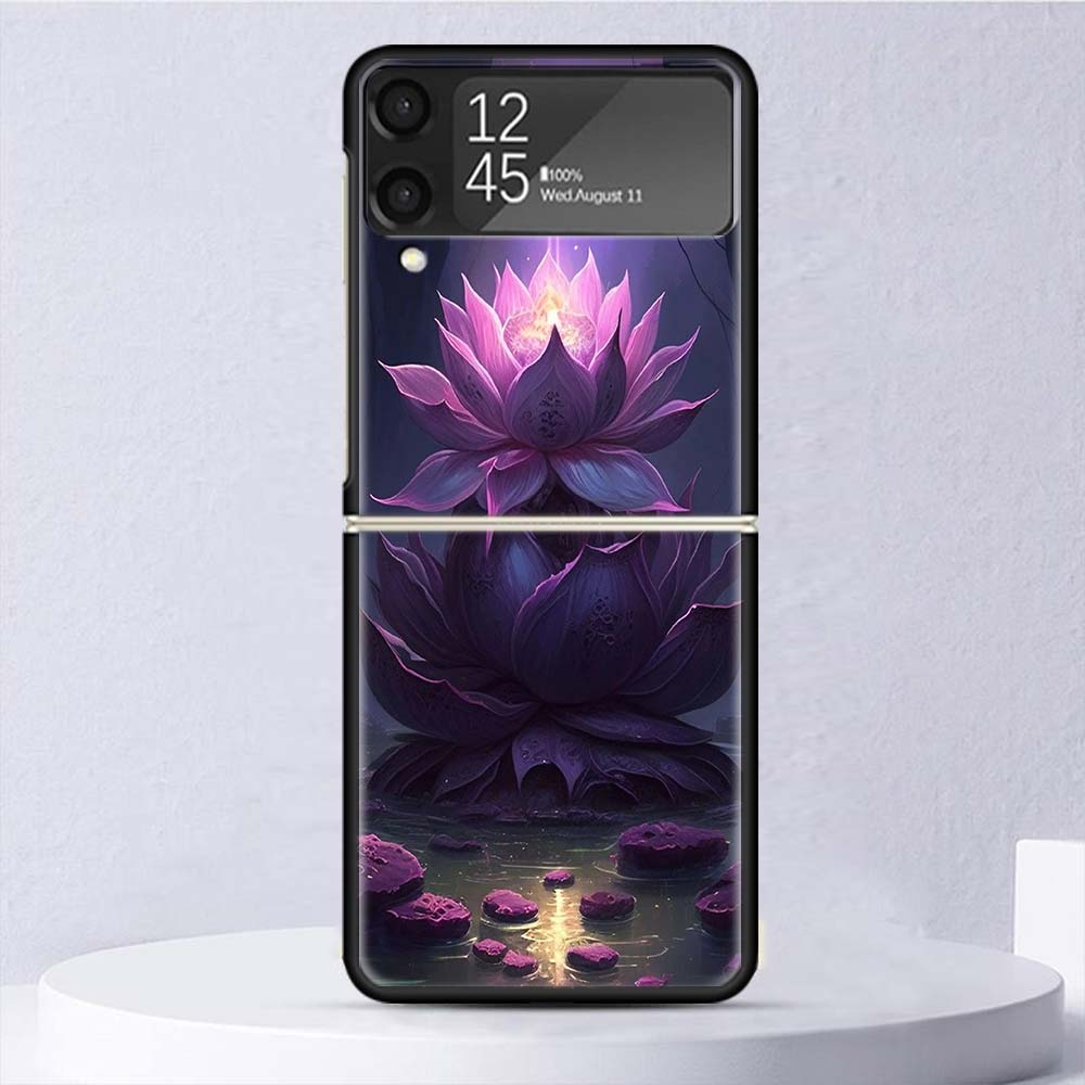 Buddhist Fire Lotus Shockproof Case For Samsung Galaxy Z Flip 7 6 5 4 3 5G Phone Cover Z Flip3 Flip4 Flip5 Flip6 Flip7 Shell Har