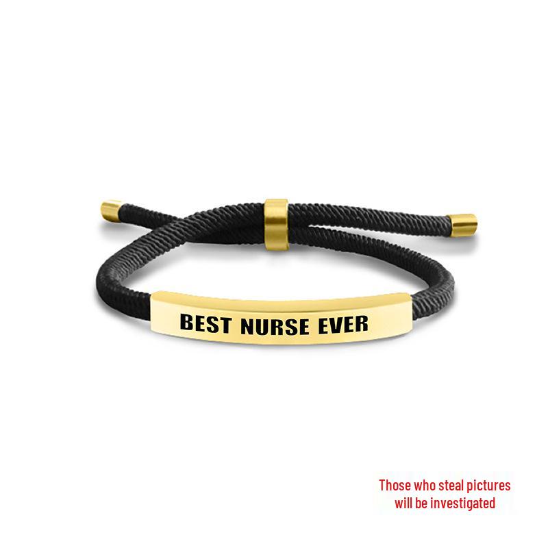 Multi-Color Engraved Stainless Steel Rope Bracelet: Nurse's Day Commemorative Christmas Gift