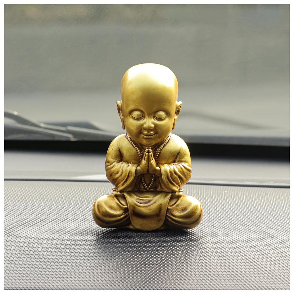 Statua Małego Mnicha Mnich Idol Buddy Eksponat Figurka Statua Gautamy Buddy na Deskę Rozdzielczą Samochodu Blat Stołu Dekoracja Domu (Mały Mnich 4 Cale)