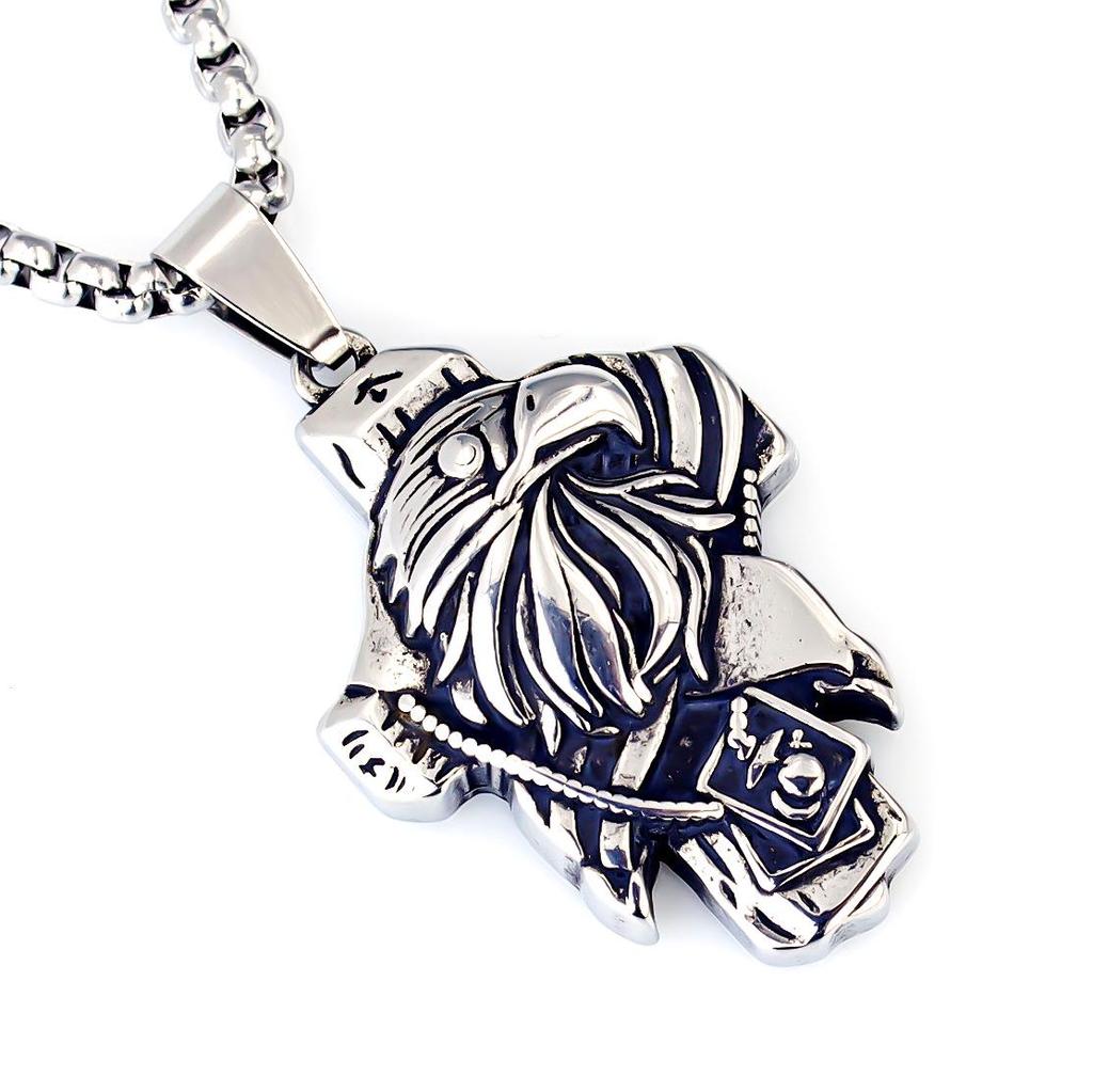 Hip Hop Chinese Dragon Embossed Round Pendant Necklace for Men and Women - Titanium Stainless Steel.