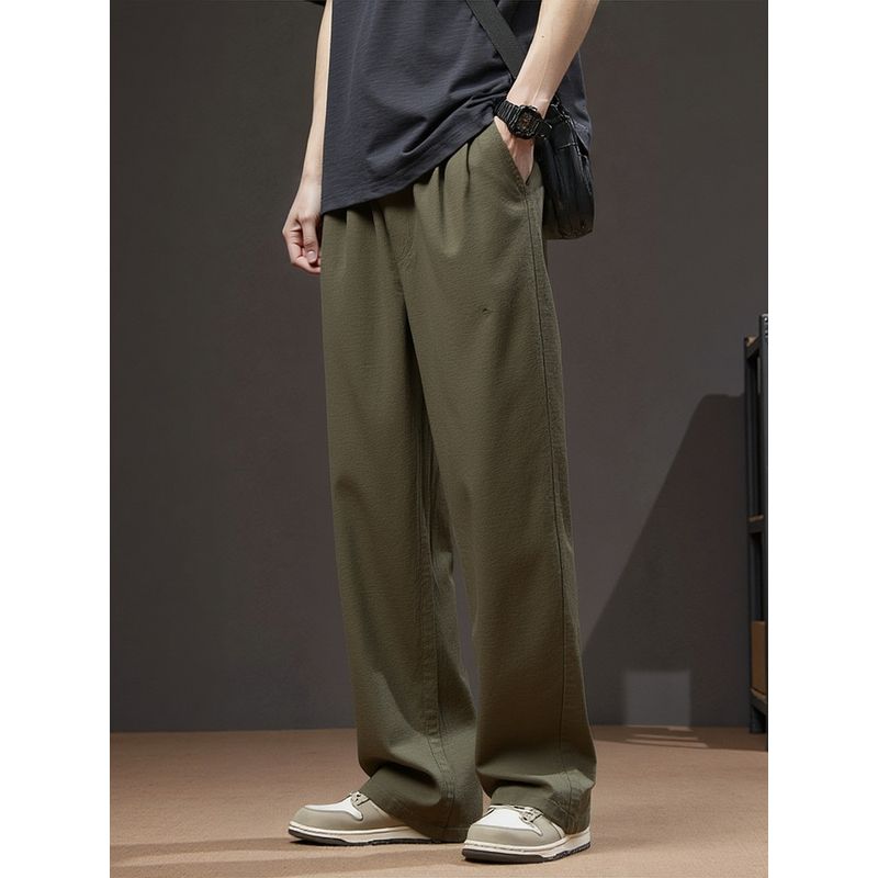 Old Money Style Linen Pants for Men, Summer Thin Loose Straight Cotton-Linen Trousers, Export Men's Clothing, Japanese Casual Long Pants