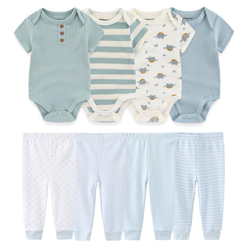 

Kiddiezoom 8 предметов мультяшный детский комбинезон для мальчиков и девочек + штаны унисекс комплекты одежды для новорожденных 9-12Months