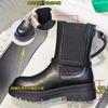 Boots Women's Winter New Leather Cigarette Boots Medium Boots Women's Chelsea Fleece Martin Boots