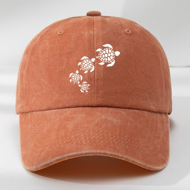 Fun cartoon turtle print baseball cap for outdoor men's leisure sports, moisture wicking duckbill cap, retro sun hat
