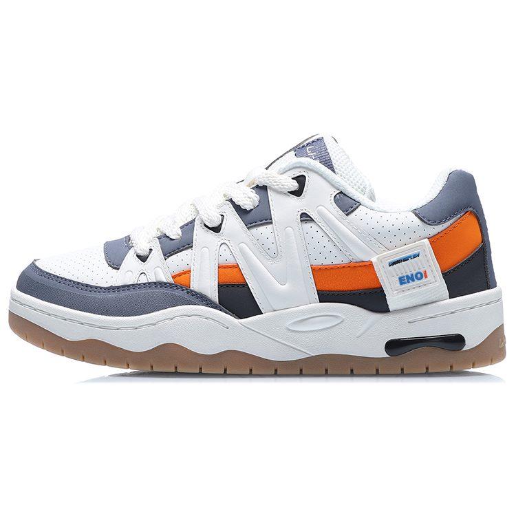 Li Ning Yufeng Synthetic Leather Comfortable Coverage Thermal Slip Resistant Low Top Skateboard Shoes Men's White Gray AGCQ295-2